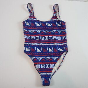 chubbies women's one piece swimsuit red blue white large